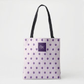 Je Initialen Violet, Blush Stripes Violet Flowers Tote Bag (Voorkant)