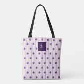 Je Initialen Violet, Blush Stripes Violet Flowers Tote Bag (Achterkant)