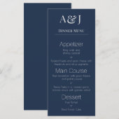Je initiële letters op Navy Blauw Modern en Elegan Menu (Voorkant / Achterkant)