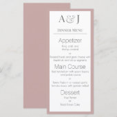 Je initiële letters op stoffig roze modern en eleg menu (Voorkant / Achterkant)