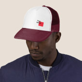 Je initiële monogram wit + maroen trucker pet (In situ)