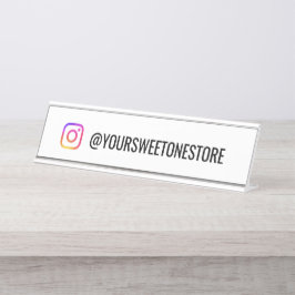 Je Instagram-naam & social media-pictogram Bureau Naambordje