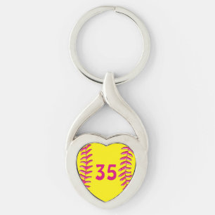 Je Jersey Number Heart Softball Sleutelhangers
