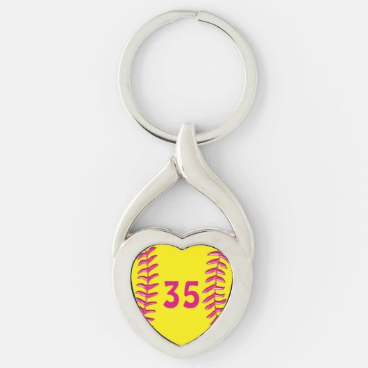 Je Jersey Number Heart Softball Sleutelhangers (Voorkant)