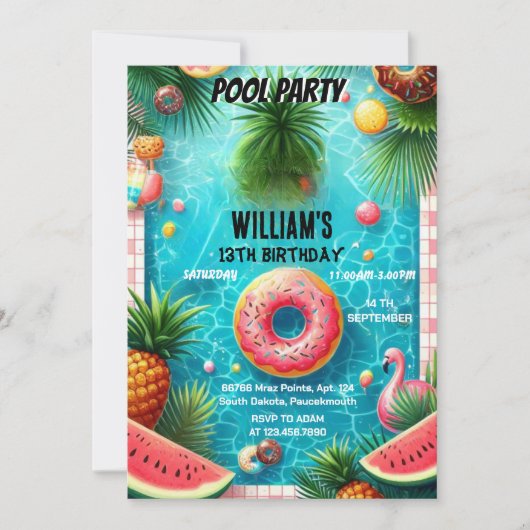 je jongen water blauw Cool Pool Party 13e verjaard Kaart (Voorkant)