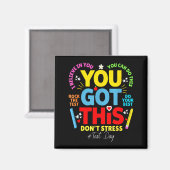 Je kan dit, geen stress, rock de test testdag magneet (Voorkant / Achterkant)