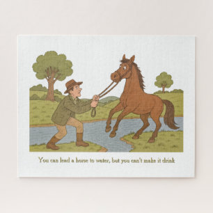 Je kan een paard naar water leiden legpuzzel