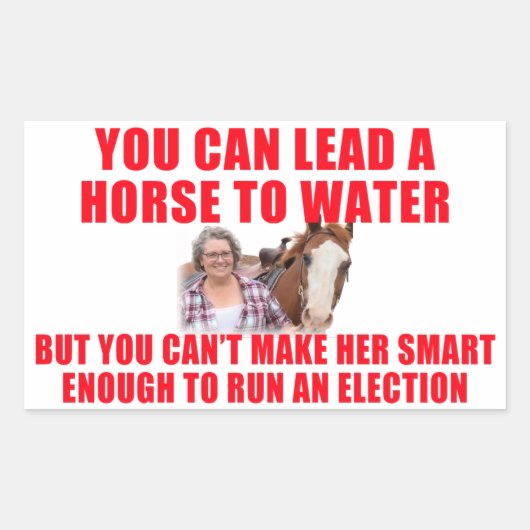 Je kan een paard naar water leiden rechthoekige sticker (Voorkant)