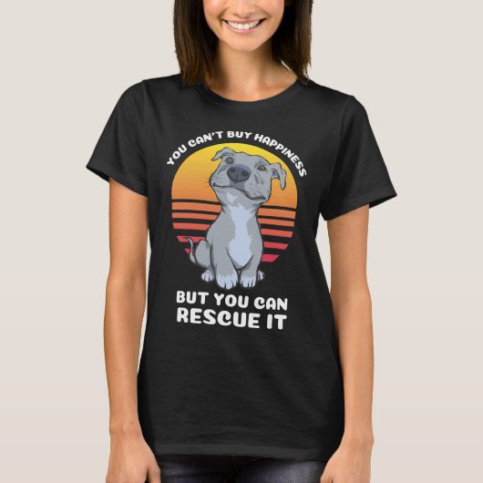 Je kan Happiness Pitbull Rescue Dog kopen T-shirt (Voorkant)