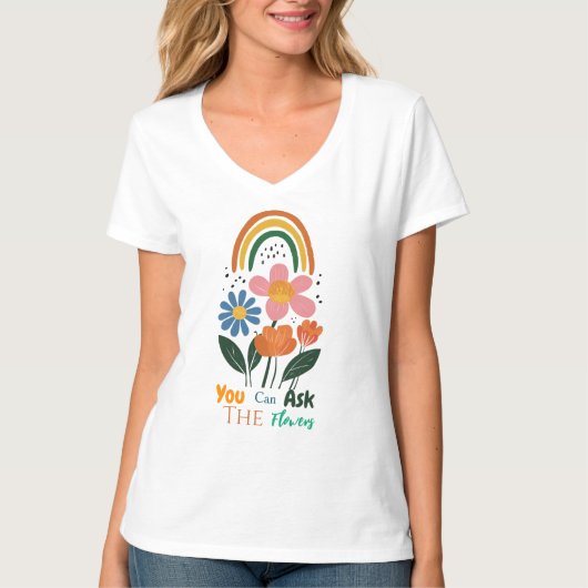 Je kan het bloem trend T-shirt vragen (Voorkant)