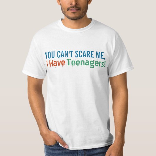 Je kan me niet schelen, ik heb tieners, grappige v t-shirt (Voorkant)