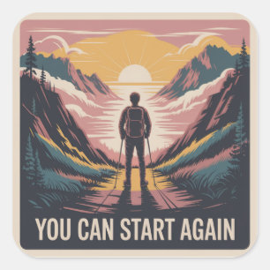 Je kan weer opnieuw beginnen vierkante sticker