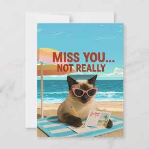 Je kat mist is op de strand ansichtkaart briefkaart