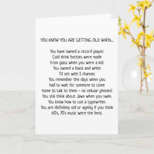 ** JE KENT JE OUDE WANNEER ** VERJAARDAG KAART (Gele Bloem)