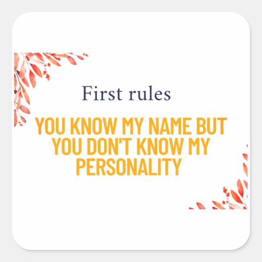 Je kent mijn naam Invitation & Briefkaart – Bold P Vierkante Sticker (Voorkant)