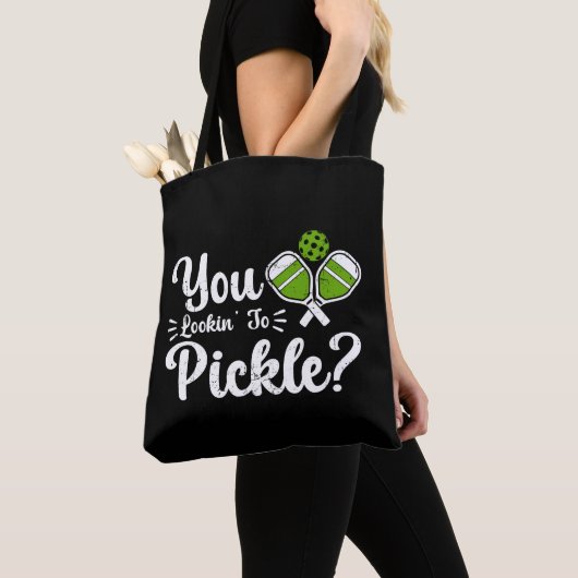 Je kijkt naar Pickle Pickleball Player Funny Tote Bag (Dichtbij)