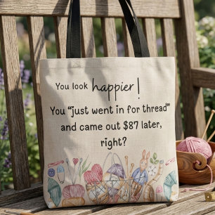 Je kijkt vrolijker! Thema voor naaiklussen Tote Bag