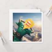 Je kind als Peter Pan hoog vliegend, sprookje Kaart (Voorkant / Achterkant in situ)