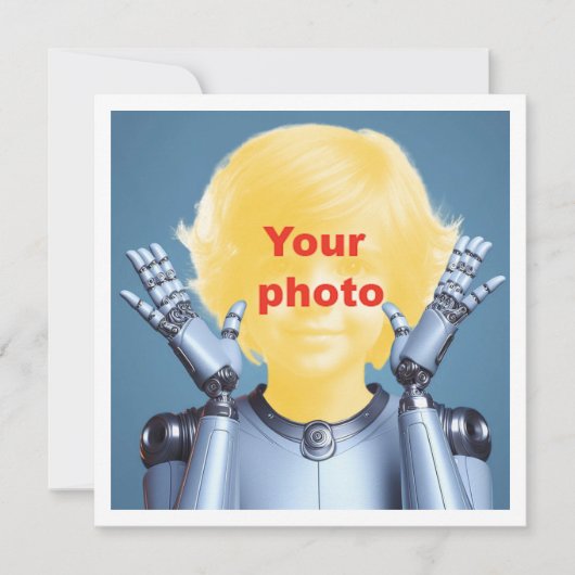 Je kind als robot, robot uitnodiging, robot kaart (Voorkant)