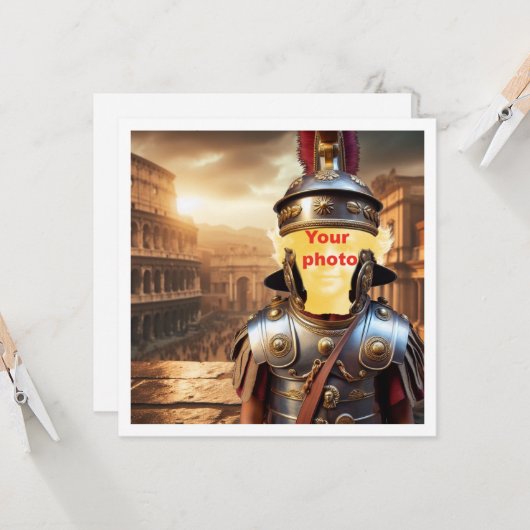 Je kind als Romeinse krijger, Gladiator kaart (Voorkant / Achterkant in situ)