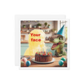 Je kind met dinosaurus, dinosaurus verjaardag, t-r kaart (Voorkant / Achterkant in situ)