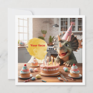 Je kind met dinosaurus, triceratops verjaardag kaart