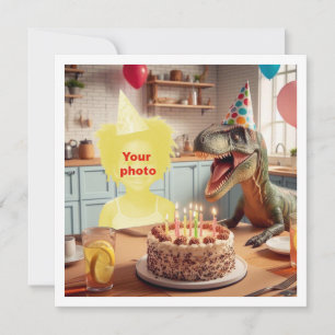 Je kind met dinosaurus, verjaardag velociraptor kaart