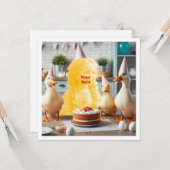 Je kind met eenden, eend verjaardag, eend pasen kaart (Voorkant / Achterkant in situ)