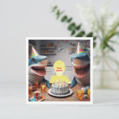 Je kind met haaien verjaardagsfeestje, haaiendag kaart (Staand voorkant)