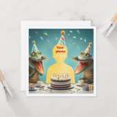 Je kind met krokodillen, krokodil verjaardagsfeest kaart (Voorkant / Achterkant in situ)