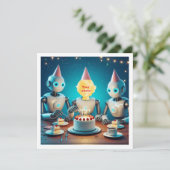 Je kind met robots, robot verjaardagskaart kaart (Staand voorkant)