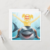 Je kind op een baby haai, grote witte haai kaart (Voorkant / Achterkant in situ)