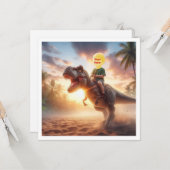 Je kind rijdend op een T-rex, doe mijn gezicht in  Kaart (Voorkant / Achterkant in situ)