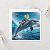 Je kind rijdt op een dolfijn, zet mijn gezicht eri kaart (Voorkant / Achterkant in situ)