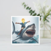 Je kind rijdt op een grote witte haai, haai blanco kaart (Staand voorkant)