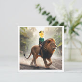 Je kind rijdt op een leeuw, doe mijn gezicht op de kaart (Staand voorkant)