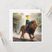 Je kind rijdt op een leeuw, doe mijn gezicht op de kaart (Voorkant / Achterkant in situ)