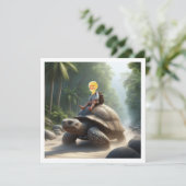 Je kind rijdt op een schildpad, schildpad blanco k kaart (Staand voorkant)