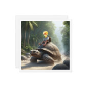 Je kind rijdt op een schildpad, schildpad blanco k kaart (Voorkant / Achterkant in situ)