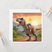 Je kind rijdt op een T-rex, doe mijn gezicht in de Kaart (Voorkant / Achterkant in situ)