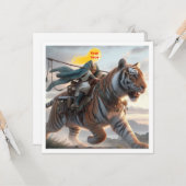 Je kind rijdt op een tijger, stop mijn gezicht in  kaart (Voorkant / Achterkant in situ)