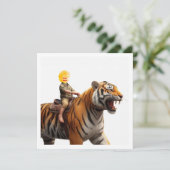 Je kind rijdt op een tijger, stop mijn gezicht op  kaart (Staand voorkant)