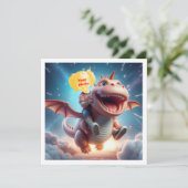 Je kind vliegt op een roze draak, draakaart kaart (Staand voorkant)