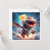 Je kind vliegt op een roze draak, draakaart kaart (Voorkant / Achterkant in situ)