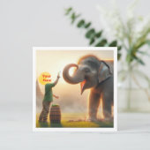 Je kind voert een olifant, aangepaste fotokaart kaart (Staand voorkant)