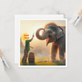 Je kind voert een olifant, aangepaste fotokaart kaart (Voorkant / Achterkant in situ)