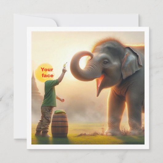 Je kind voert een olifant, aangepaste fotokaart kaart (Voorkant)