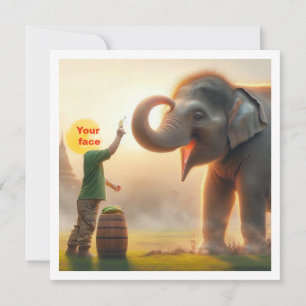 Je kind voert een olifant, aangepaste fotokaart kaart