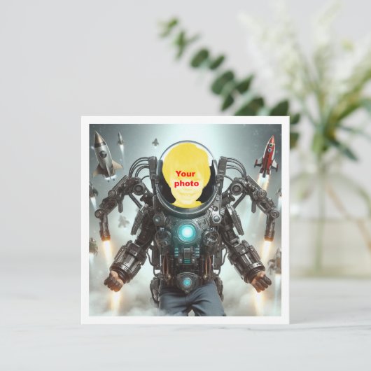 Je kinderrobot, exoskelet, superheld kaart (Staand voorkant)