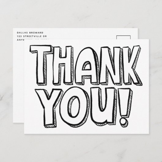 Je Kleurt Het Leuk Handletteren Bedankt Postkaart (Voorkant / Achterkant)